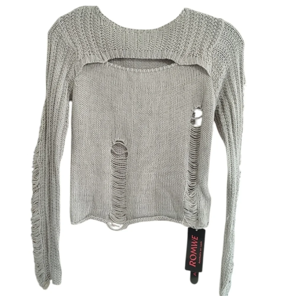 ROMWE Light Gray Crew Neck Sweater
